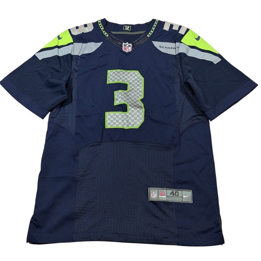 Nike Seattle Seahawks Russell Wilson 3 Jersey Mens 40 Navy Green NFL Football